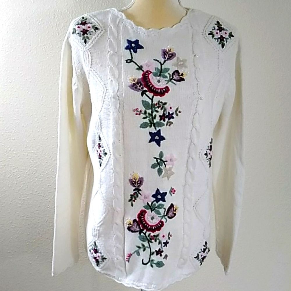 VTG ,Blain Floral Women sweater Size M